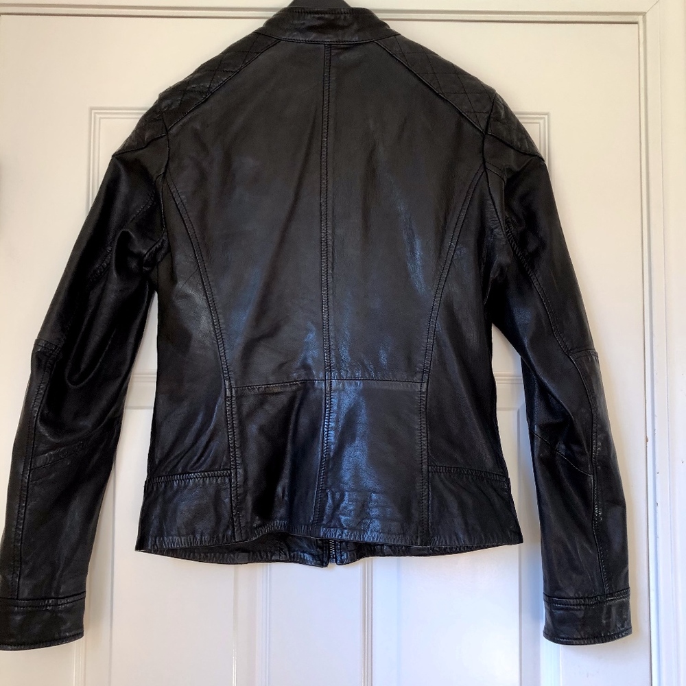 Bod & Christensen Black Leather Jacket Size 4 - Picture 2 of 5
